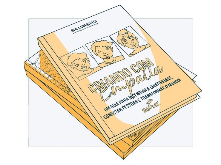 A ilustração apresenta o livro Criando com Empatia, da autora Bia Lombardi.